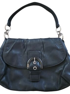 Vintage Y2k Coach Black Leather Soho Shoulder Bag Pleated With Buckle 17217